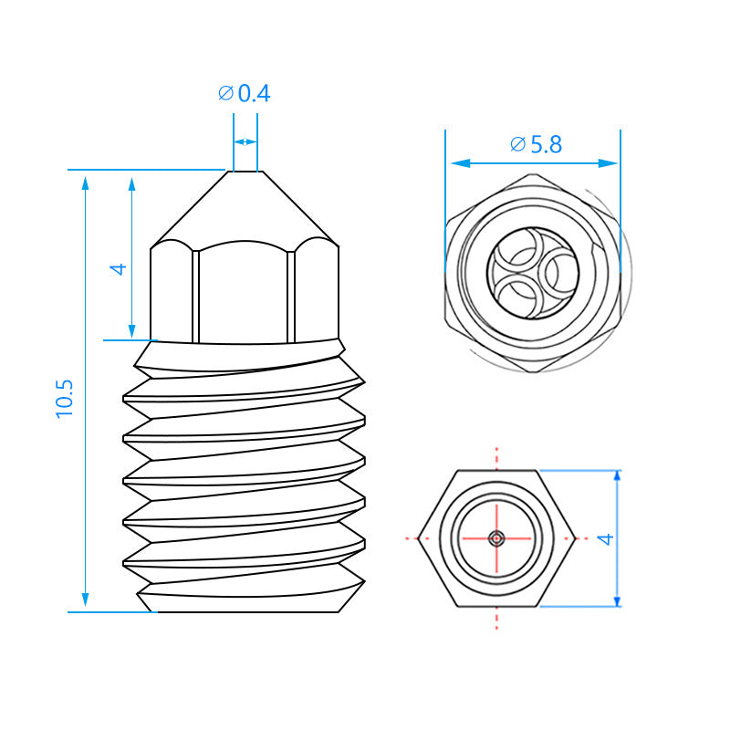 Bambu Lab X1/P1 Bimetal Copper Plated CHT Clone Nozzle