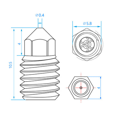 Bambu Lab X1/P1 Bimetal Copper Plated CHT Clone Nozzle