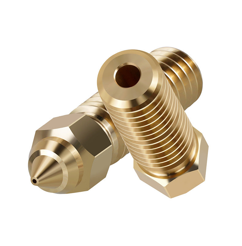 Two Brass Nozzle for Creality K1/K1 Max by 3D Printing Perth - Cirrus Link, designed for 1.75mm filament, are shown with threaded bodies—one horizontal, one upright—on a white background.