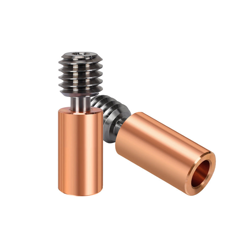 Two Flying Bear Ghost 5/6 Titanium Red Copper Throats by 3D Printing Perth - Cirrus Link feature visible silver screws on top, with one upright and the other leaning. Ideal for 3D printing applications with M6 Thread and dimensions of 23x7mm.