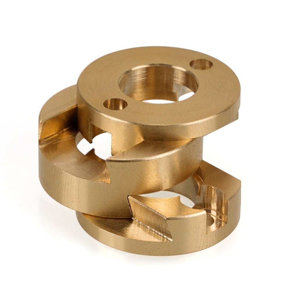 The Oldham Coupler and T8 Z-Axis Screw Upgrade for Ender 3 BLV Correction by 3D Printing Perth - Cirrus Link, shown on a white background, features precision grooves and holes, perfect for enhancing 3D printer performance.