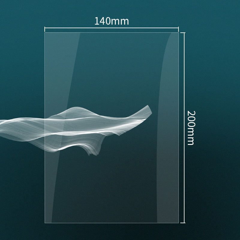 A transparent rectangular FEP film from 3D Printing Perth - Cirrus Link, sized at 260mm by 200mm, is set against a dark background showcasing a flowing, wavy line. It's an ideal option for enhancing UV light transmission in SLA UV 3D printing with the Anycubic M3 PLUS Resin Printer.