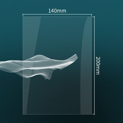 A transparent rectangular FEP film from 3D Printing Perth - Cirrus Link, sized at 260mm by 200mm, is set against a dark background showcasing a flowing, wavy line. It's an ideal option for enhancing UV light transmission in SLA UV 3D printing with the Anycubic M3 PLUS Resin Printer.