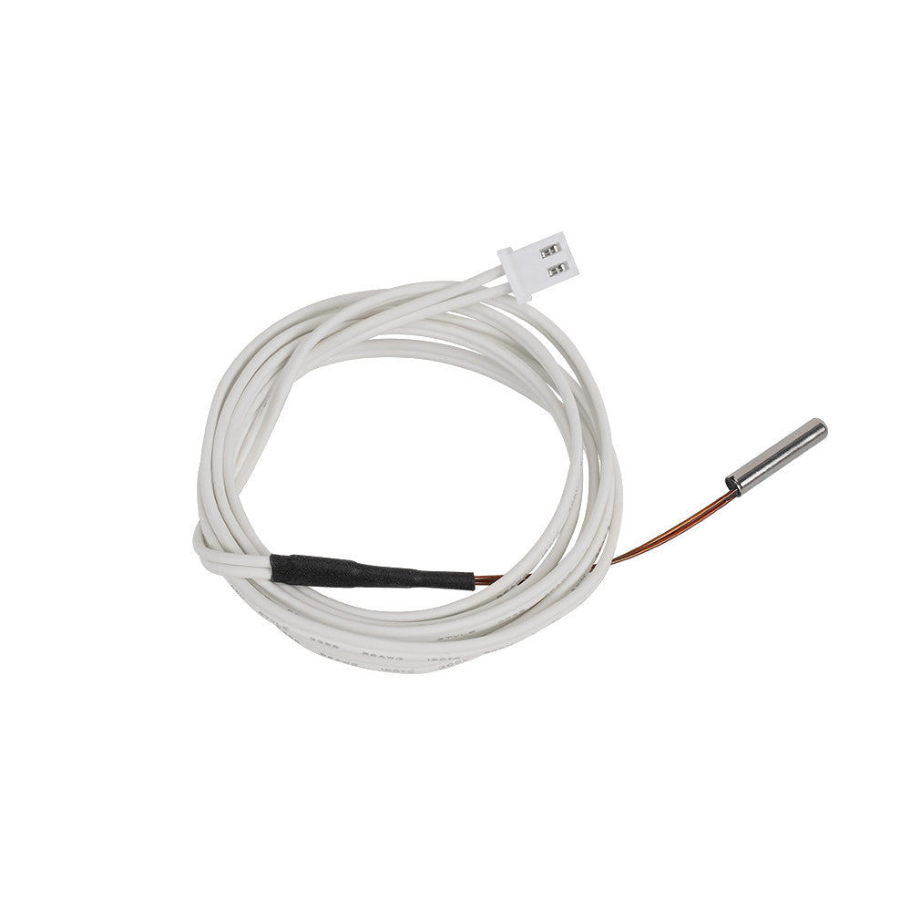 The 3D Printing Perth - Cirrus Link Dumet Wire Thermistor is a 1-meter coiled white cable with an XH2.54 terminal connector and metal probe, offering advanced temperature control with its 100k 3950 specification.