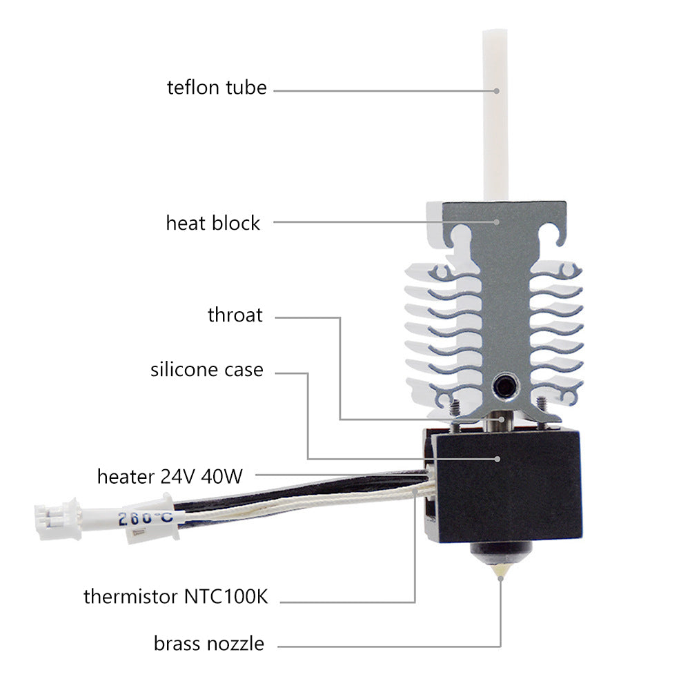 Ender-3 V3 SE Hotend Assembly with Brass Nozzle and Steel Throat