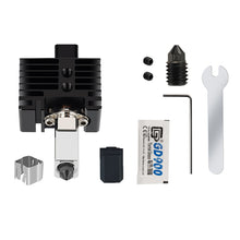 ASR Bambu Lab X1C P1P Extruder V2.0 Upgrade Hardened Steel Hot End kit includes a spare hardened steel nozzle, heatsink, mounting hardware, thermal paste, small wrench, hex key, and 3D printing accessories on a white background.