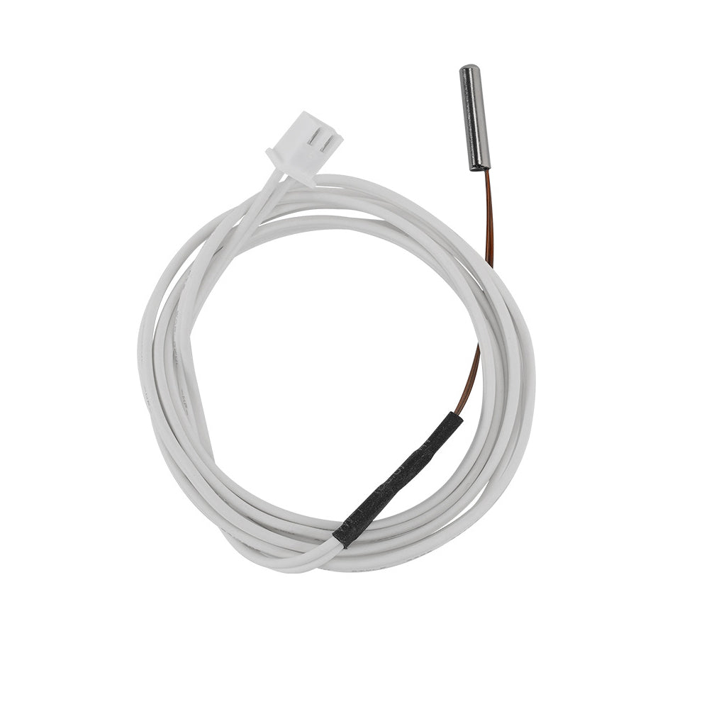 The Dumet Wire Thermistor 100k 3950 from 3D Printing Perth - Cirrus Link features a coiled white wire, XH2.54 terminal connector, and a metal sensor, making it ideal for precise temperature control in 3D printing projects. Length: 1 meter.