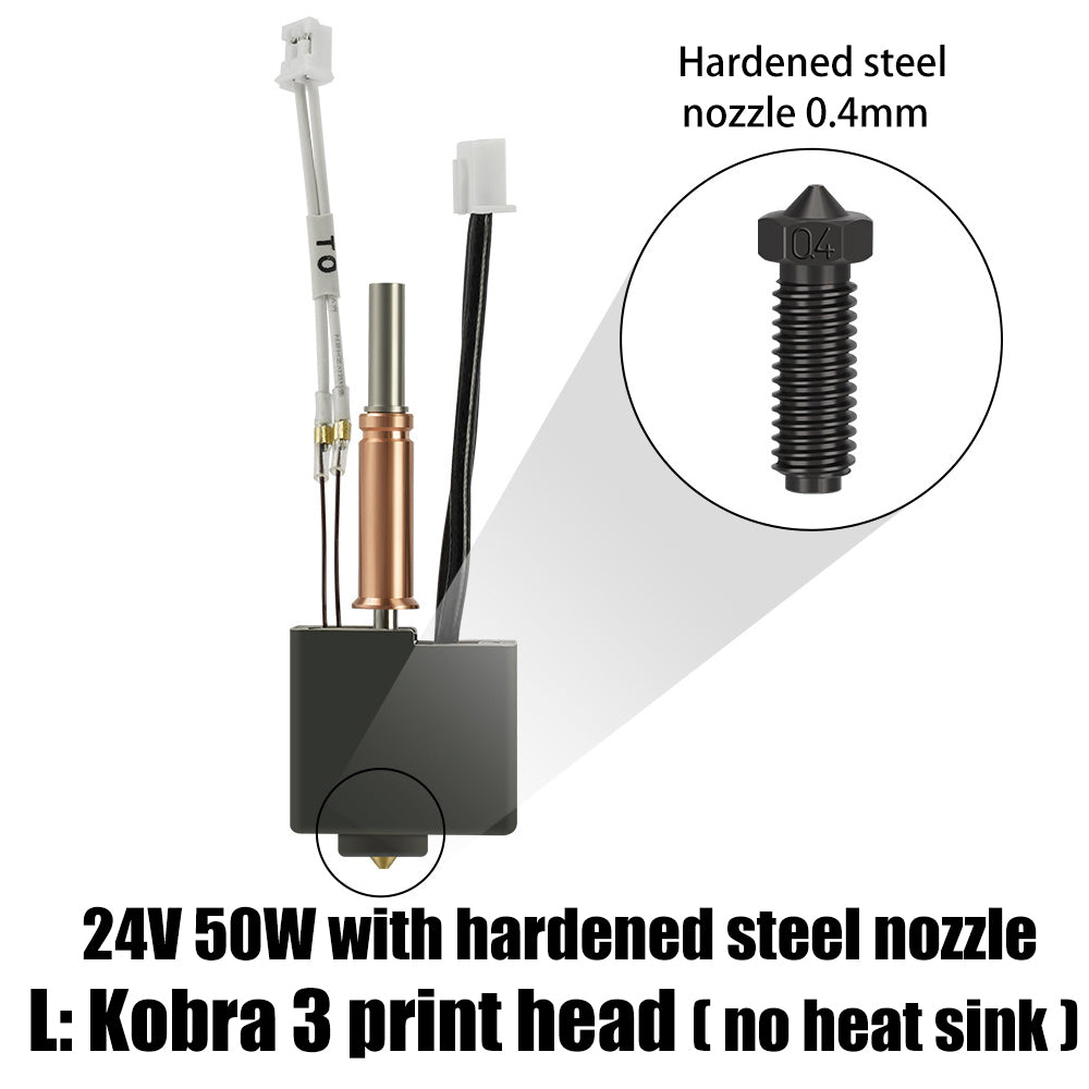 Anycubic Kobra 3 Hardened Die Steel 04mm Nozzle No Heat Sink