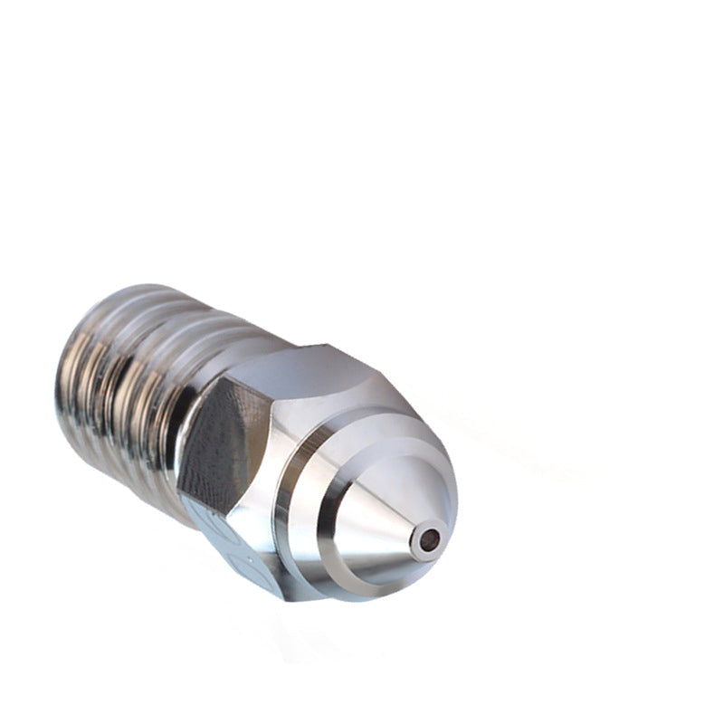 Two metal nozzles, one gold and one silver, on a white background