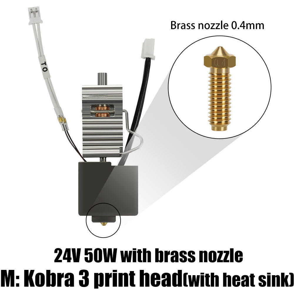 Explore the Anycubic Kobra 3 Brass 0.4mm Nozzle with Heat Sink by 3D Printing Perth - Cirrus Link, optimized for 3D printing excellence with a precision-engineered nozzle and efficient heat dissipation using a 24V 50W power system.