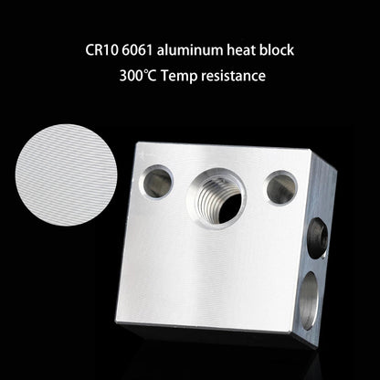 The CNC CR10/Ender 3 Heat Block by 3D Printing Perth - Cirrus Link, designed for CR10/Ender 3, features an advanced CNC design and textured surface, capable of withstanding temperatures up to 400°C or 550°C.