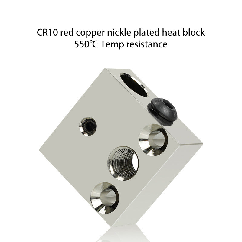 3D Printing Perth - Cirrus Link's CNC CR10/Ender 3 Heat Block, available in 400C and 550C options, with an advanced design and multiple ports, is displayed against a white background.