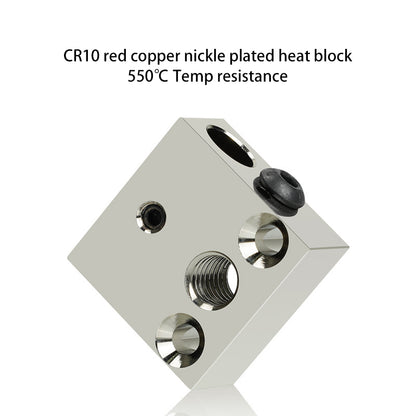 3D Printing Perth - Cirrus Link's CNC CR10/Ender 3 Heat Block, available in 400C and 550C options, with an advanced design and multiple ports, is displayed against a white background.