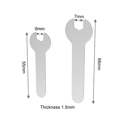 The ASR Fixed-Size Spanner set includes two slim (1.5mm) wrenches for 3D printer nozzle installation: one 55mm long with a 6mm opening, and one 66mm long with a 7mm opening—ideal for MK8 nozzles.
