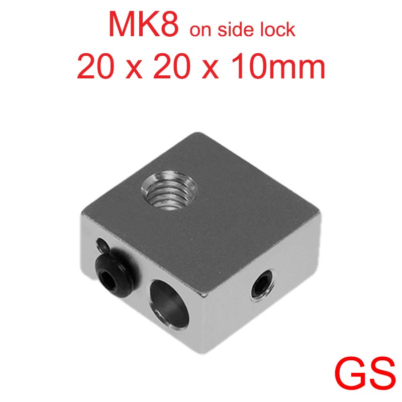 Heating Block MK8 (20X20X10) mm for efficient heating in 3 types.