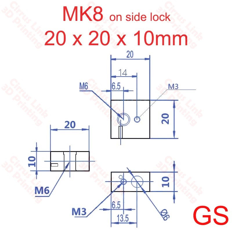 Get improved heat transfer with our Heating Block MK8 (20X20X10) mm, available in 3 types. Speed up your printing process now!