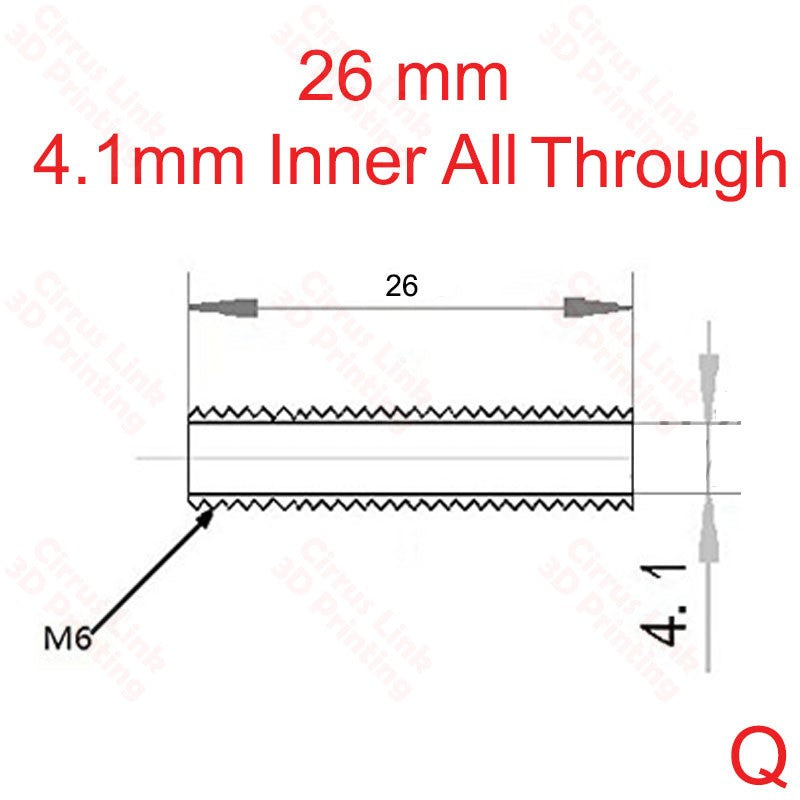 Throat MK8 All Threaded 26mm - 50mm long for precise installations