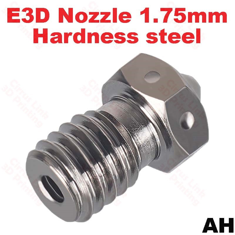 High-performance steel nozzle for E3D V5/V6 with M6 threading. Fits 1.75/3mm filament.