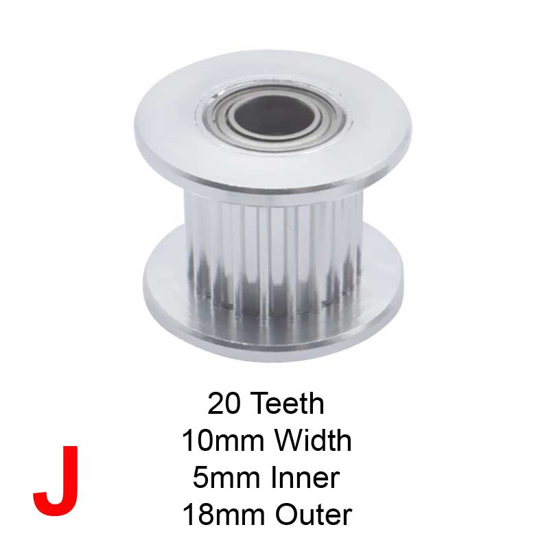 Gt2 Idler Pulley - 20 Tooth, 5mm Bore, Silver | High Quality Aluminum