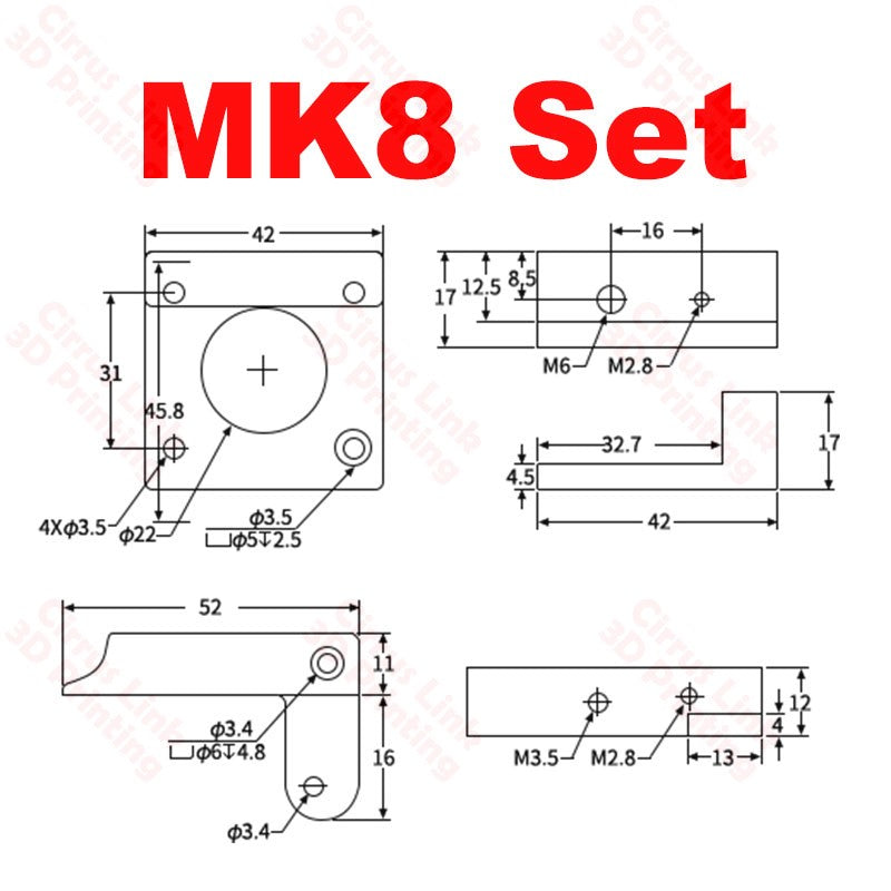 Extruder Set Aluminum Alloy MK8 Upgraded Drive Feeder Online Sell 3D