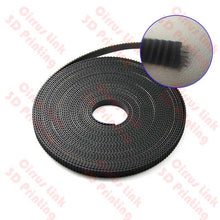 The ASR Sync Belt GT2 open timing belt (6mm width, 1 meter, wire reinforced), coiled in a roll, with an inset showing its ribbed texture and internal wires for 3D printer linear motion.