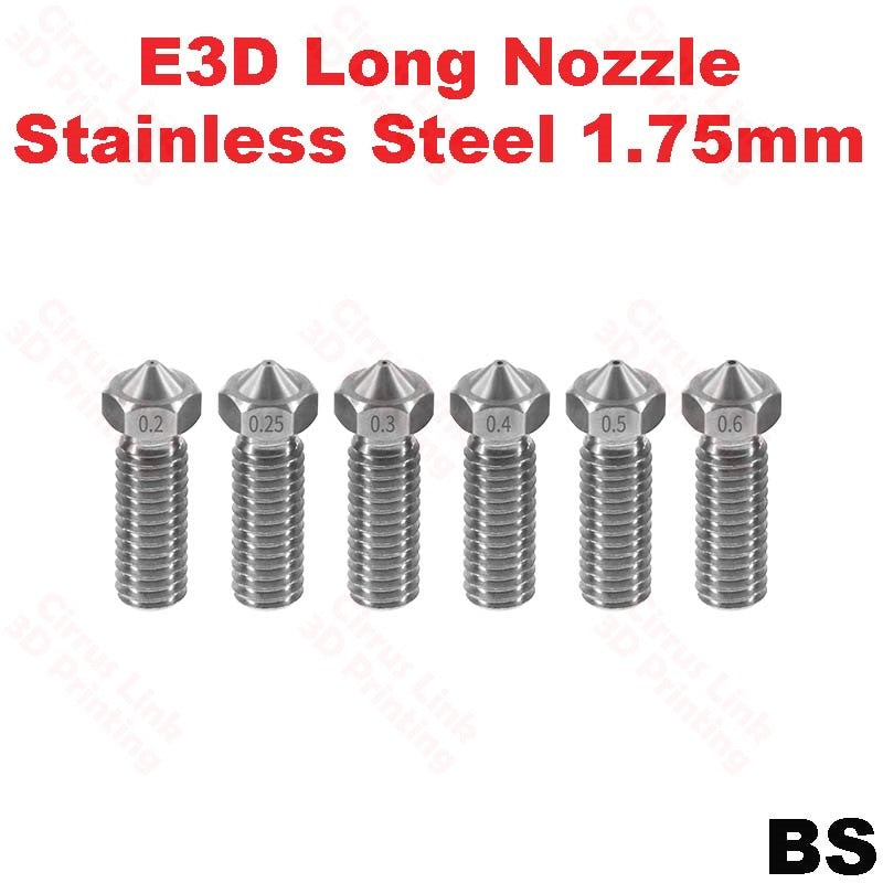 Nozzle E3D Volcano Stainless Steel M6 threaded nozzle for long prints.