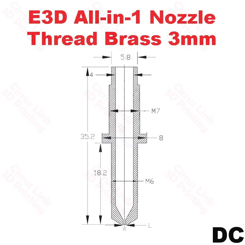 OpenBuild's Nozzle All in one E3D Brass nozzle is a replacement for the Edd all-in-one noodle thread brass 3mm.