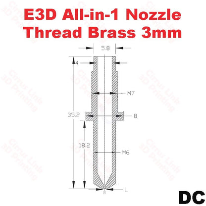 OpenBuild's Nozzle All in one E3D Brass nozzle is a replacement for the Edd all-in-one noodle thread brass 3mm.