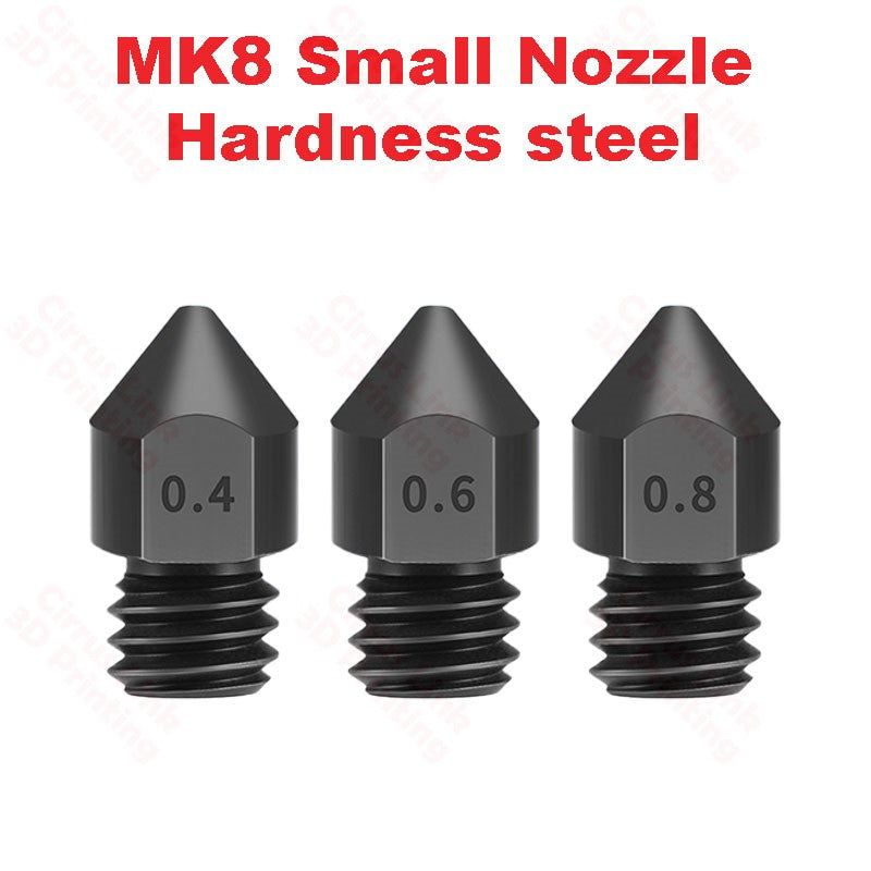 Nozzle MK8 hardness Steel M6 threaded nozzle for 1.75/3mm - Durable and versatile nozzle for precise 3D printing.