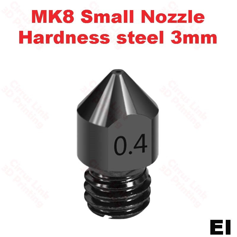 Nozzle MK8 hardness Steel M6 threaded nozzle for 1.75/3mm.