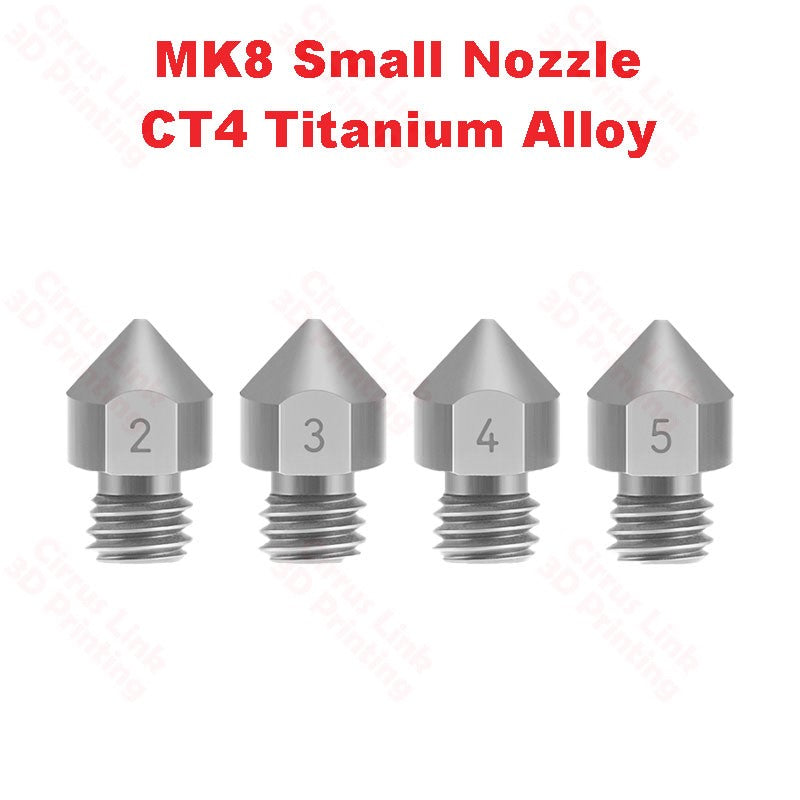 Nozzle MK8 TC4 Titanium Alloy M6 threaded nozzle for precise 3D printing.
