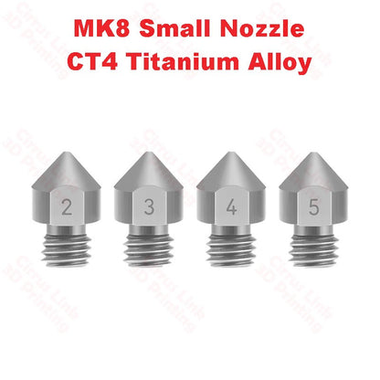 Nozzle MK8 TC4 Titanium Alloy M6 threaded nozzle for precise 3D printing.