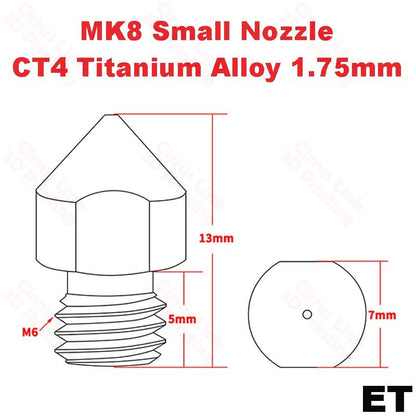 High-performance Nozzle MK8 TC4 Titanium Alloy M6 threaded nozzle for enhanced printing.