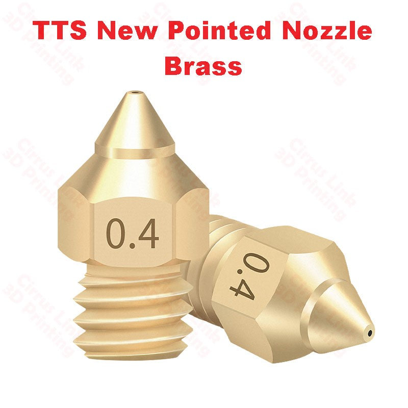 Nozzle TTS Pointed Brass M6 threaded nozzle for precise printing.