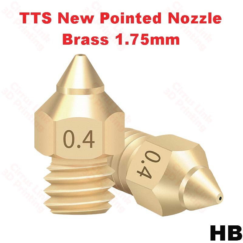 Nozzle TTS Pointed Brass M6 threaded nozzle - High-quality brass nozzle for precise 3D printing.