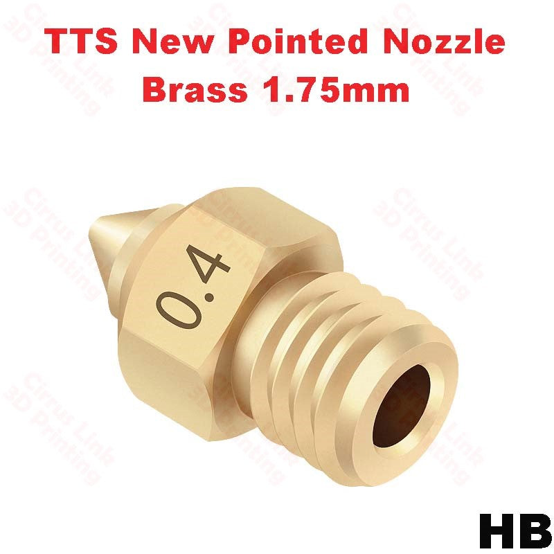 Nozzle TTS Pointed Brass M6 threaded nozzle - High-quality brass nozzle for precise 3D printing.