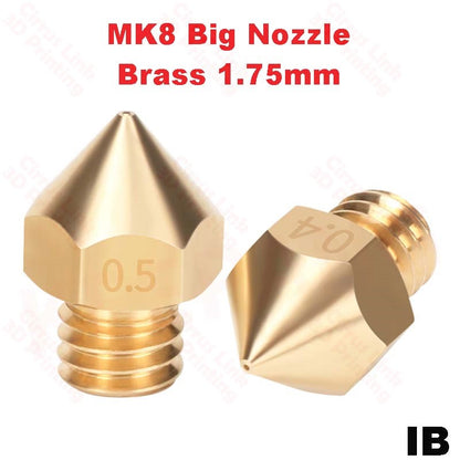 Nozzle Big MK8 Brass M6 threaded nozzle for 1.75/3mm - High-quality brass nozzle for precise 3D printing.