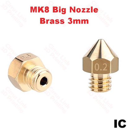 Nozzle Big MK8 Brass M6 threaded nozzle for 1.75/3mm - High-performance brass nozzle for precise 3D printing.