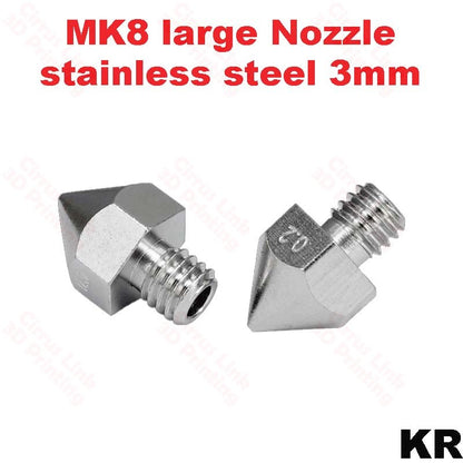 Nozzle Big MK8 Stainless Steel M6 threaded nozzle for 1.75/3mm.