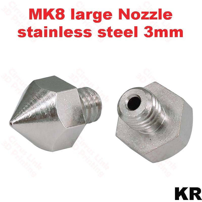 Nozzle Big MK8 Stainless Steel M6 threaded nozzle for 1.75/3mm.