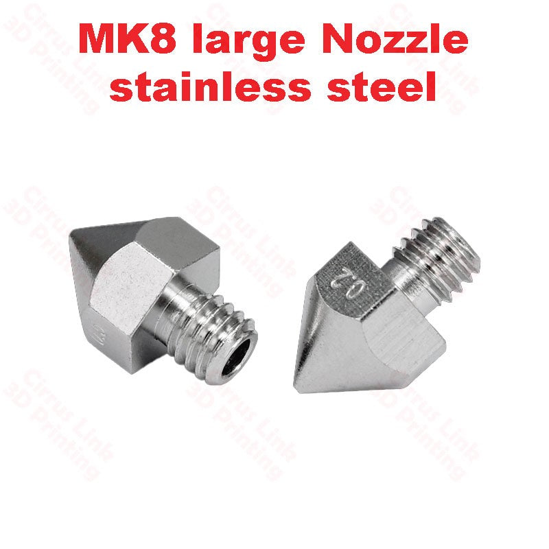 Nozzle Big MK8 Stainless Steel M6 threaded nozzle for 1.75/3mm - High-quality nozzle for precise 3D printing.