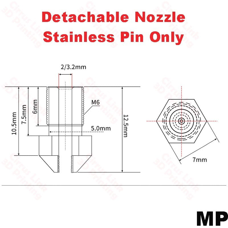 Nozzle Detachable Airbrush M6 threaded nozzle: precision at its best.