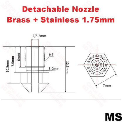 Nozzle Detachable Airbrush M6 threaded nozzle - High-quality detachable M6 threaded nozzle for airbrushing.