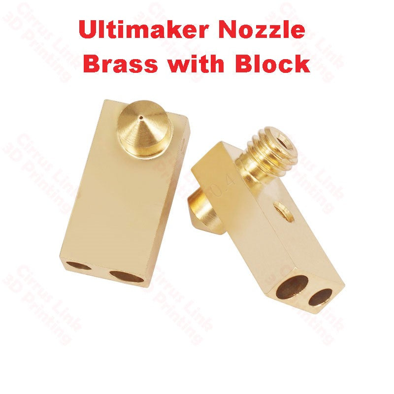 Nozzle Ultimaker Brass with Block M6 threaded nozzle - High-quality brass nozzle for Ultimaker printers.