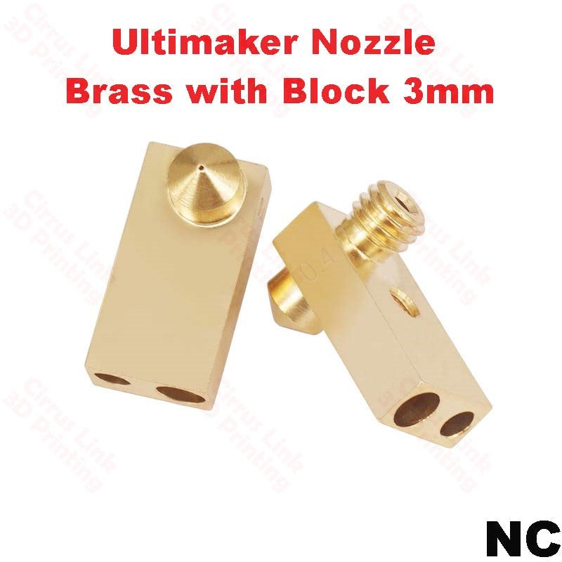Nozzle Ultimaker Brass with Block M6 threaded nozzle - High-quality brass nozzle for Ultimaker printers.