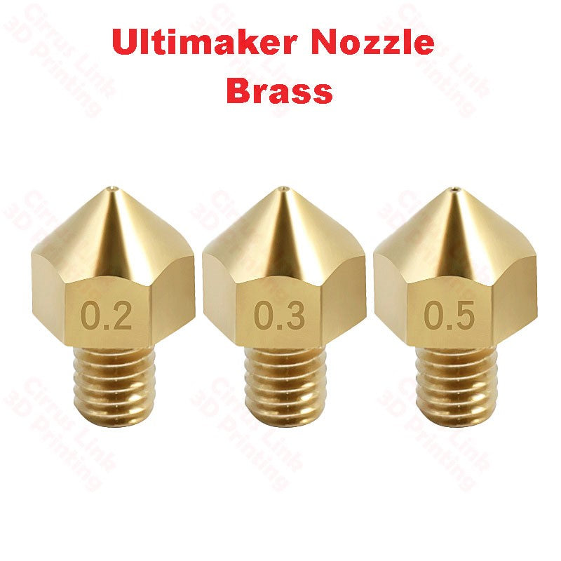 Nozzle Ultimaker Brass M6 threaded nozzle - High-quality brass nozzle for Ultimaker 3D printers.
