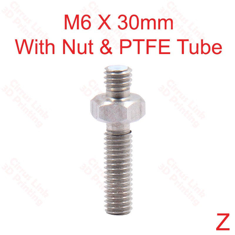 Throat MK8 Threaded with NUT M6 X 30mm long - High-quality throat with threaded nut for secure fastening. 30mm length.