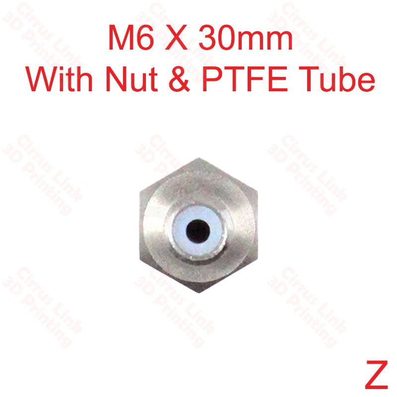 Throat MK8 Threaded with NUT M6 X 30mm long: Durable and precise M6 threaded throat with a 30mm length for optimal performance.