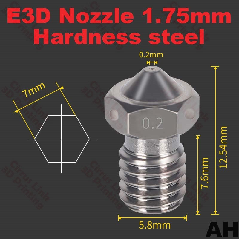 Highly durable Nozzle E3D V5 V6 for 1.75/3mm filament with M6 threading