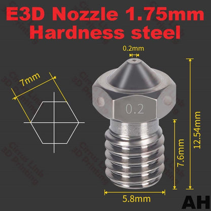 Highly durable Nozzle E3D V5 V6 for 1.75/3mm filament with M6 threading